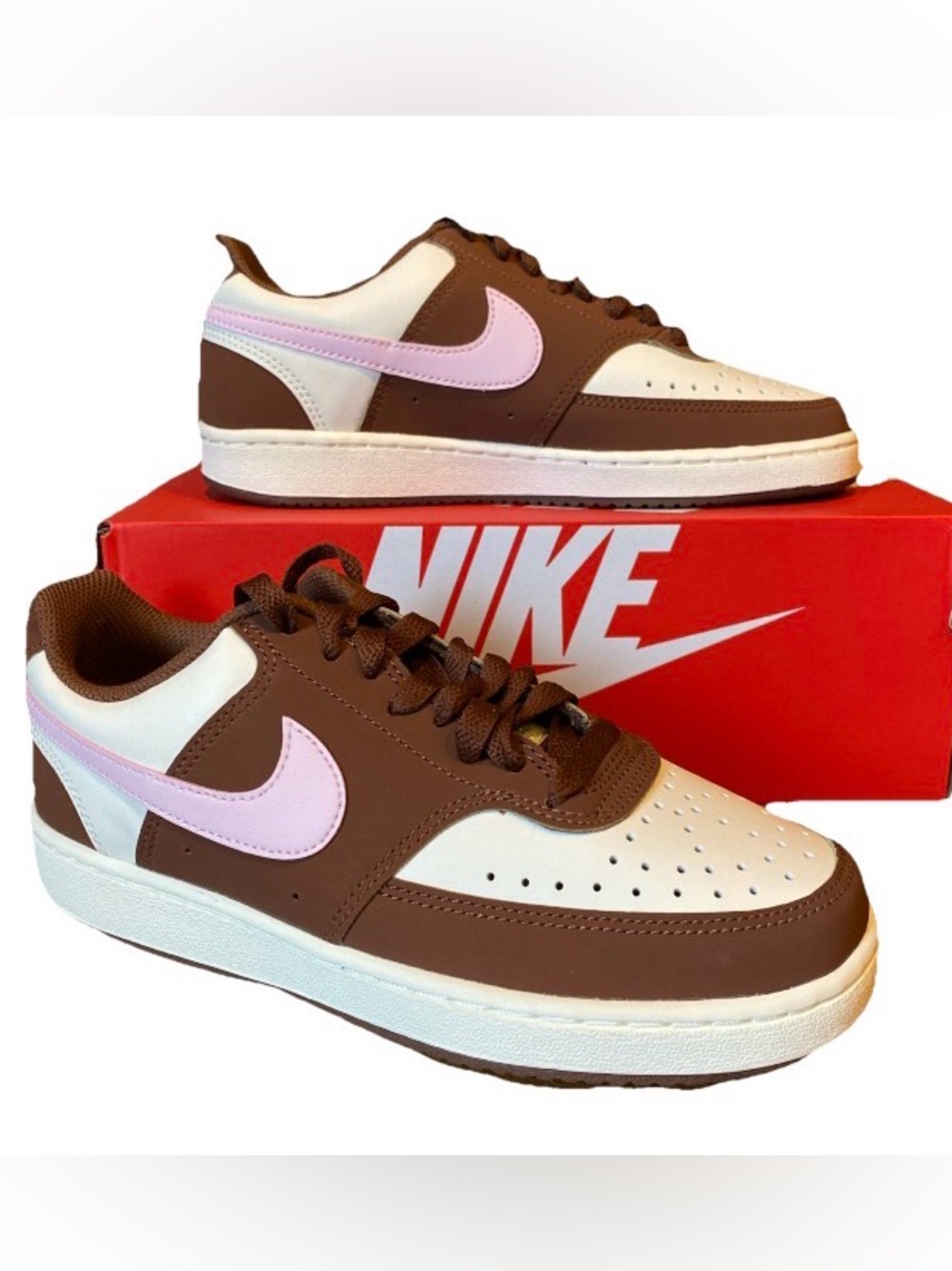 Nike Court Vision Low P NBK Pearl Pink Brown Shoes IM1652-004 Womens Size 6 New